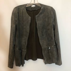 ecru genuine leather jacket brown/grey color